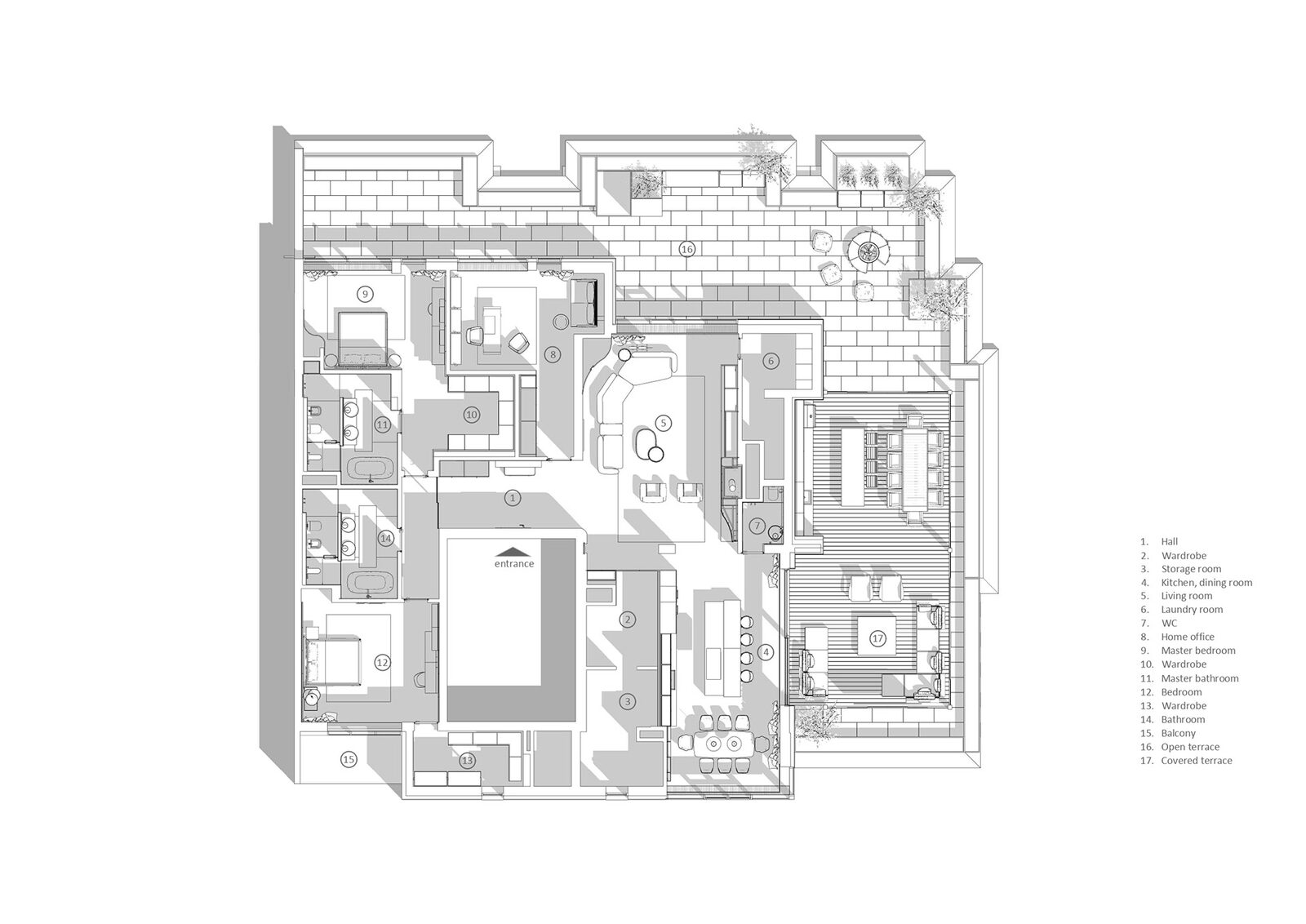 Терраса 280 м² в Penthouse D, открытая на город